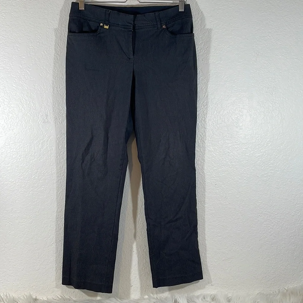 JM Collection Petite Pants Stretch Straight Leg Grey With Pockets Size 10 Petite - Picture 1 of 9